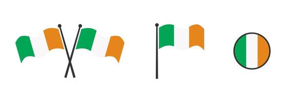 flagga av irland. vinka flagga av irland. runda ikon. platt vektor illustartion.