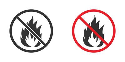 Nej brand röd tecken. Nej öppen flamma ikon. vektor illustration.