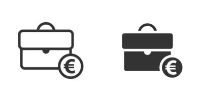 Koffer Symbol mit Euro unterzeichnen. Vektor Illustration.