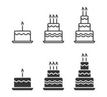 Geburtstag Kuchen Symbol Satz. Vektor Illustration.