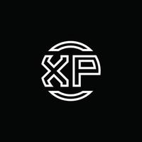 xp-Logo-Monogramm mit negativem Raumkreis abgerundete Designvorlage vektor