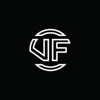 vf-Logo-Monogramm mit negativem Raumkreis abgerundete Designvorlage vektor