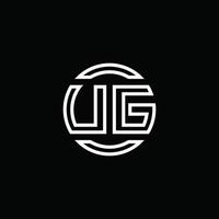 ug-Logo-Monogramm mit negativem Raumkreis abgerundete Designvorlage vektor