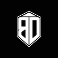 bd-Logo-Monogramm mit Emblemform-Kombinationstringle auf der oberen Designvorlage vektor