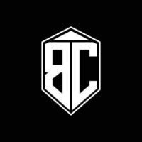 bc-Logo-Monogramm mit Emblemform-Kombinationstringle auf der oberen Designvorlage vektor