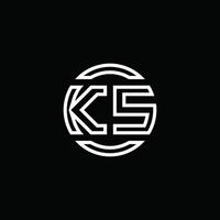 ks logotyp monogram med negativ utrymme cirkel rundad designmall vektor