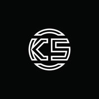 ks-Logo-Monogramm mit negativem Raumkreis abgerundete Designvorlage vektor