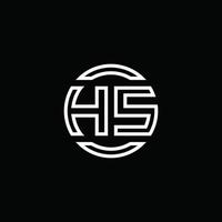 hs logotyp monogram med negativ utrymme cirkel rundad designmall vektor