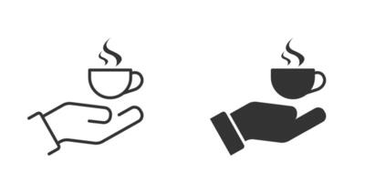 Hand halten Kaffee Tasse Symbol. Vektor Illustration.