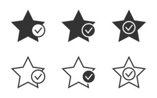 topp företag betyg ikon uppsättning. stjärna favorit tecken ikon med bock tecken. recension symbol. vektor illustration.