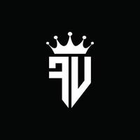 fv-Logo-Monogramm-Emblem-Stil mit Kronenform-Designvorlage vektor