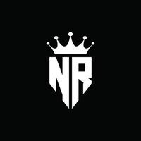 nr-Logo-Monogramm-Emblem-Stil mit Kronenform-Designvorlage vektor