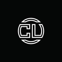 cu-Logo-Monogramm mit negativem Raumkreis abgerundete Designvorlage vektor