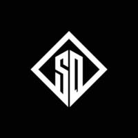 sq logotyp monogram med kvadratisk rotera stil designmall vektor