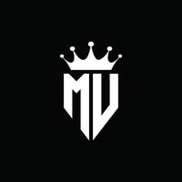 mv logotyp monogram emblem stil med krona form designmall vektor