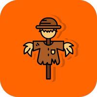 scarecrow fylld orange bakgrund ikon vektor