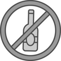 Nej alkohol linje fylld gråskale ikon vektor