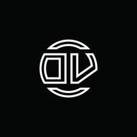 dv-Logo-Monogramm mit negativem Raumkreis abgerundete Designvorlage vektor