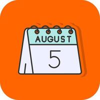 5 .. von August gefüllt Orange Hintergrund Symbol vektor