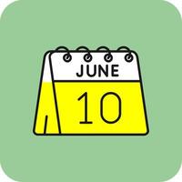10:e av juni fylld gul ikon vektor