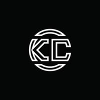 kc logotyp monogram med negativ utrymme cirkel rundad designmall vektor