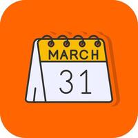 31st von März gefüllt Orange Hintergrund Symbol vektor
