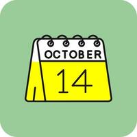 14 .. von Oktober gefüllt Gelb Symbol vektor