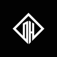 dh logotyp monogram med fyrkantig roterande stil designmall vektor