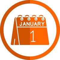 1 von Januar Glyphe Orange Kreis Symbol vektor