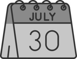 30:e av juli linje fylld gråskale ikon vektor