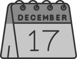 17:e av december linje fylld gråskale ikon vektor