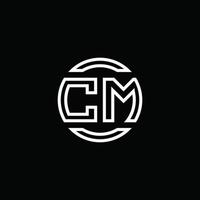 cm-Logo-Monogramm mit negativem Raumkreis abgerundete Designvorlage vektor