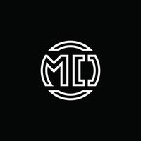 mo logotyp monogram med negativ utrymme cirkel rundad designmall vektor