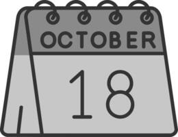 18: e av oktober linje fylld gråskale ikon vektor