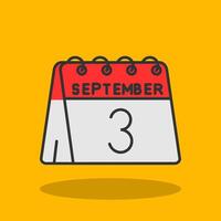 3:e av september fylld skugga ikon vektor