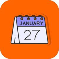 27 .. von Januar gefüllt Orange Hintergrund Symbol vektor
