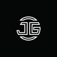 jg-Logo-Monogramm mit negativem Raumkreis abgerundete Designvorlage vektor