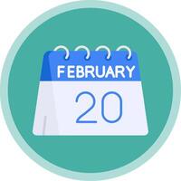 20:e av februari platt mång cirkel ikon vektor