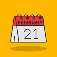 21:e av februari fylld skugga ikon vektor