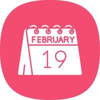 19:e av februari glyf kurva ikon vektor