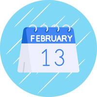 13: e av februari platt blå cirkel ikon vektor