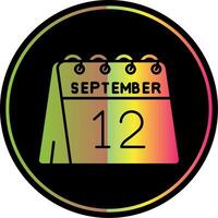 12 .. von September Glyphe fällig Farbe Symbol vektor