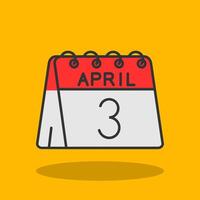 3:e av april fylld skugga ikon vektor