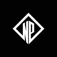 np-Logo-Monogramm mit quadratischer Designvorlage im Rotationsstil vektor
