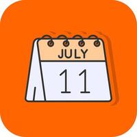 11th av juli fylld orange bakgrund ikon vektor