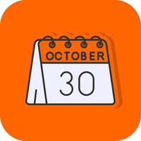 30 von Oktober gefüllt Orange Hintergrund Symbol vektor