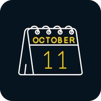 11th av oktober linje gul vit ikon vektor