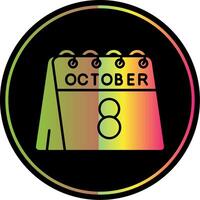 8:e av oktober glyf på grund av Färg ikon vektor
