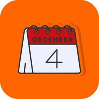 4:e av december fylld orange bakgrund ikon vektor