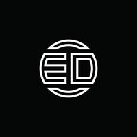 ed-Logo-Monogramm mit negativem Raumkreis abgerundete Designvorlage vektor